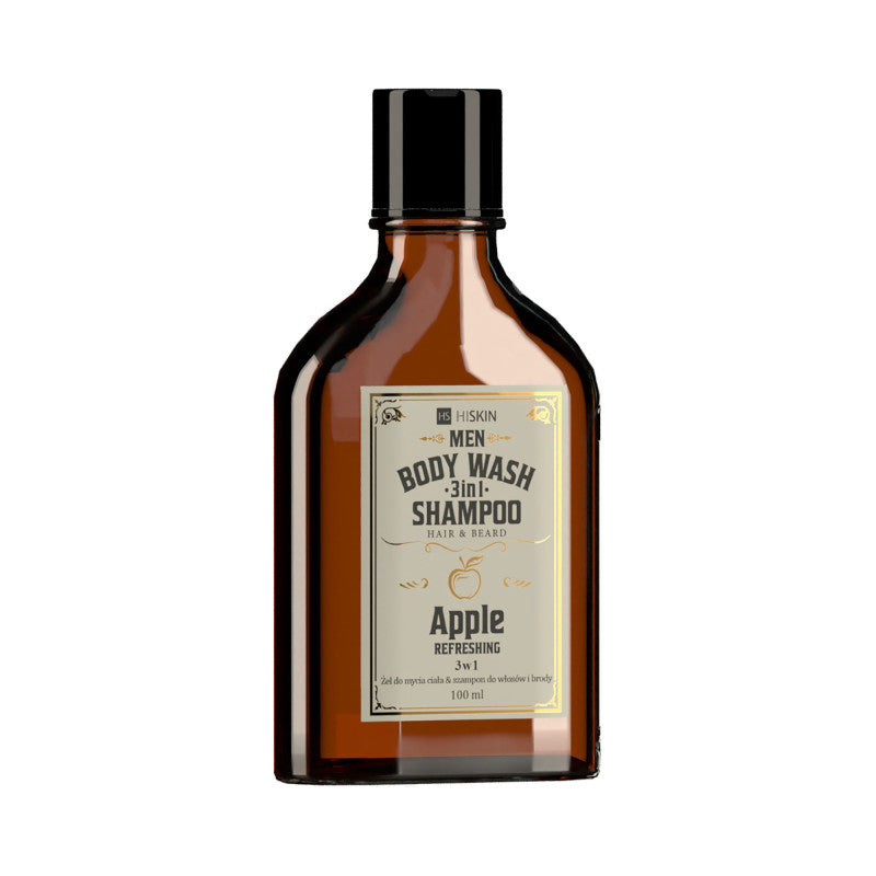 HISKIN MEN BODY WASH WHISKY APPLE 3IN1 Gel doccia e shampoo versatile per capelli e barba 100 ml