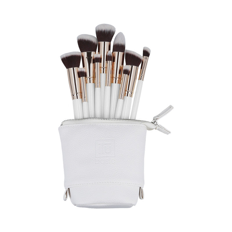 ilū basic Set di 10 pennelli trucco + astuccio, Bianco