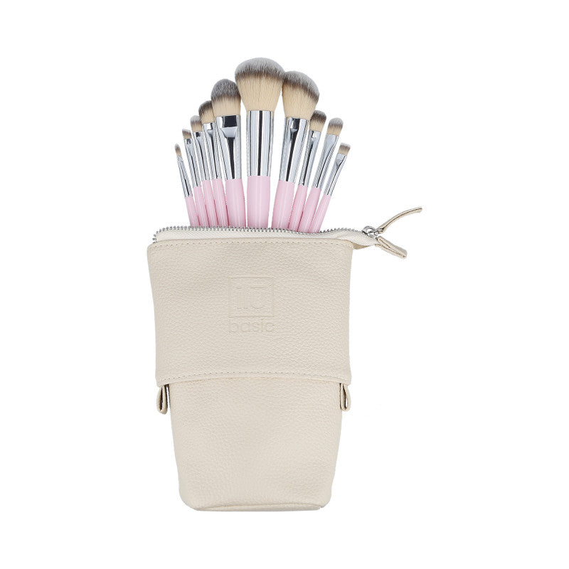 ilū basic Set di 10 pennelli trucco + astuccio, rosa