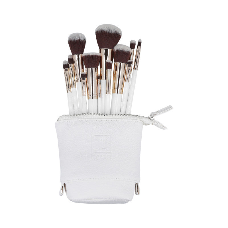 ilū basic Set di 12 pennelli trucco + astuccio, Bianco
