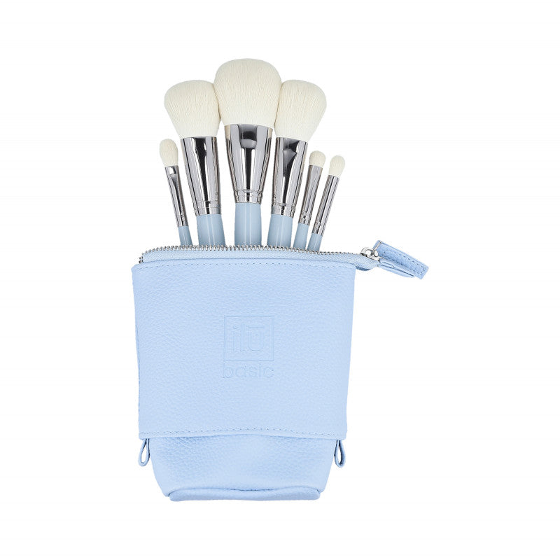 ilū basic Set di 6 pennelli trucco + astuccio, Blu