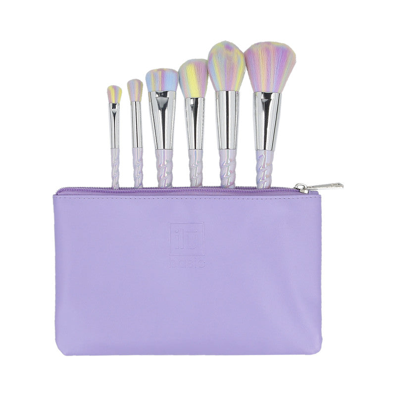 ilū basic Set di 6 pennelli trucco + astuccio, Unicorno
