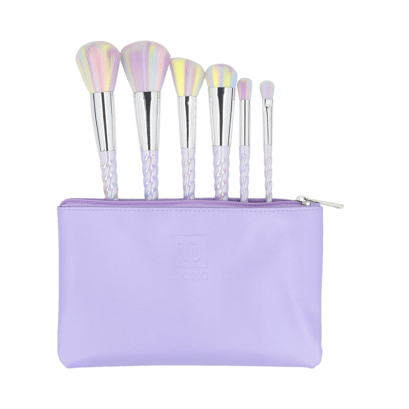 ilū basic Set di 6 pennelli trucco + astuccio, Unicorno