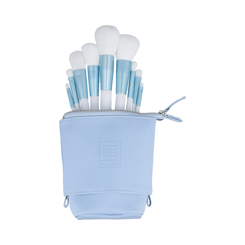 ilū basic Set di 9 pennelli trucco + astuccio, Blu