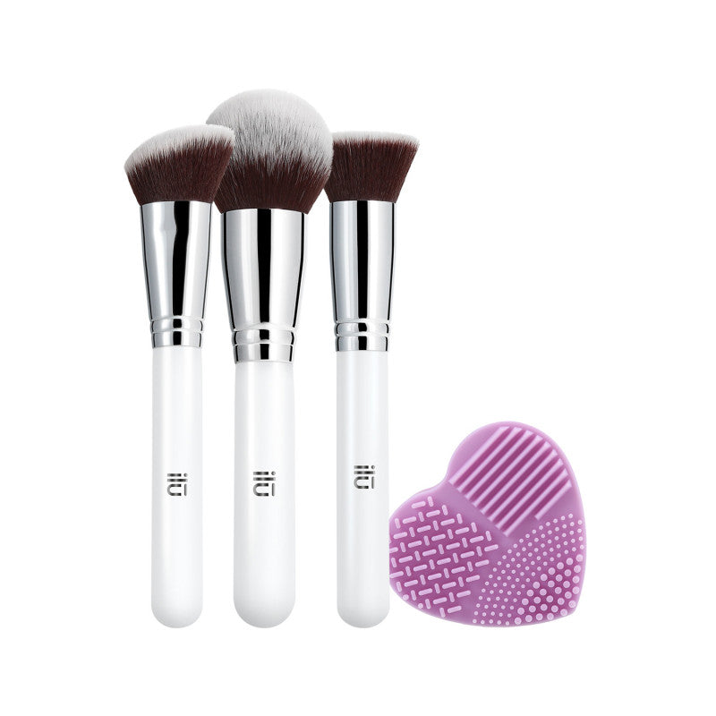 ilū Must Have Set Di Pennelli Trucco Viso Makeup Professionale Con Pulisci Pennello 4 Pezzi