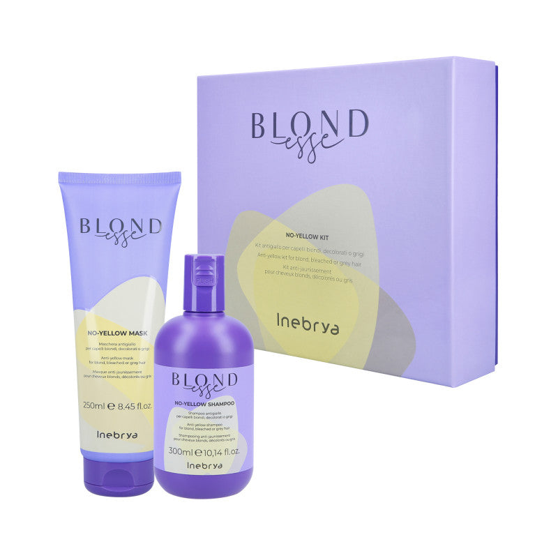 INEBRYA BLONDESSE NO YELLOW Shampoo 300ml + maschera 250ml set per capelli biondi, decolorati e grigi