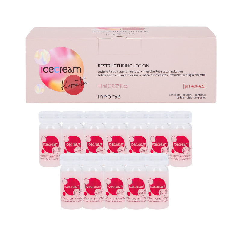 INEBRYA ICE CREAM KERATIN Fiale rigeneranti per capelli con cheratina 12x11ml