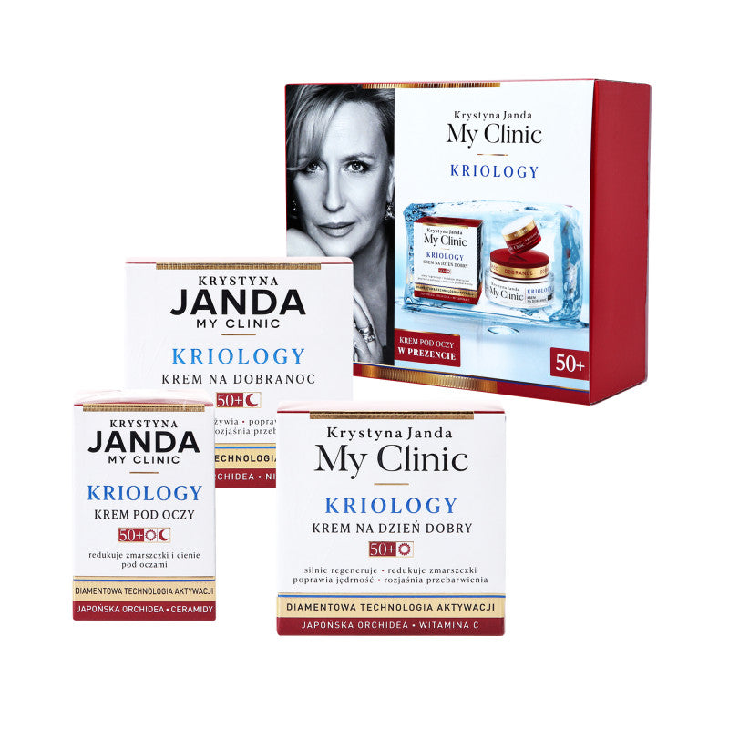 JANDA MY CLINIC KRIOLOGY Set, crema giorno 50 ml + crema notte 50 ml + crema contorno occhi 15 ml per donne over 50