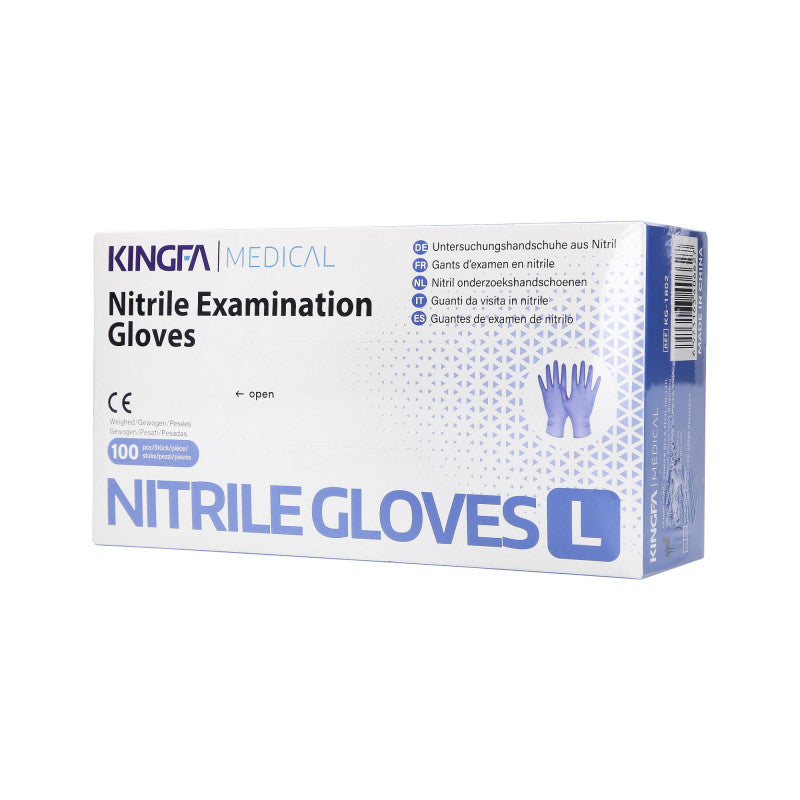 KINGFA MEDICAL Guanti monouso in nitrile, Viola, taglia L, 100 pz