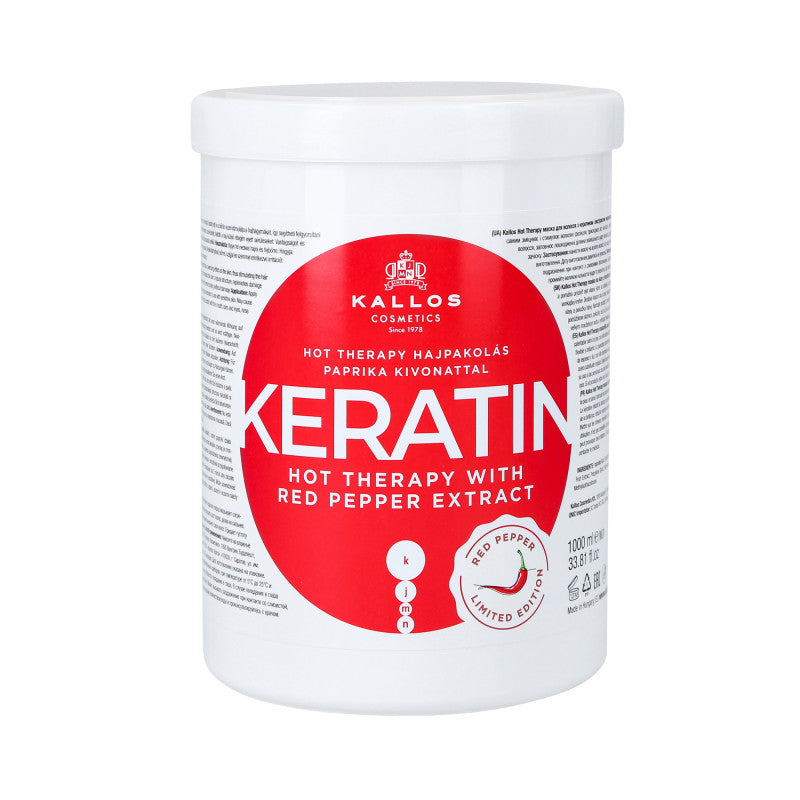 KALLOS KJMN KERATIN HOT THERAPY Maschera per capelli con cheratina ed estratto di peperoncino 1000 ml