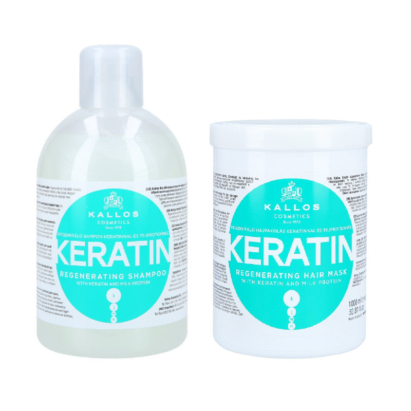Kallos KJMN Keratin Set rinforzante Shampoo 1000 ml + Maschera 1000 ml