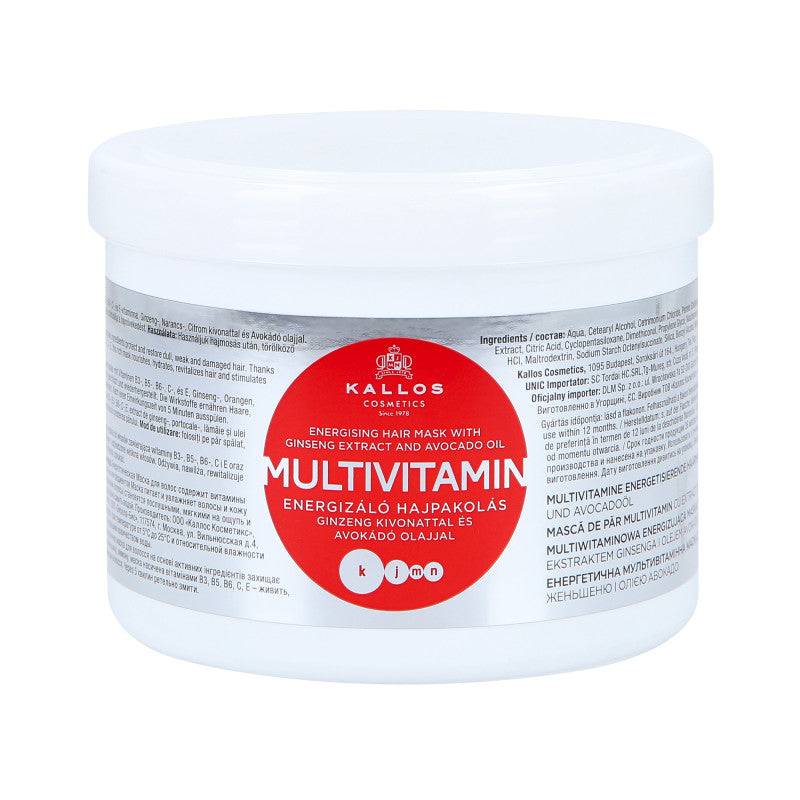 KALLOS KJMN MULTIVITAMIN Maschera per capelli con olio di avocado 500ml