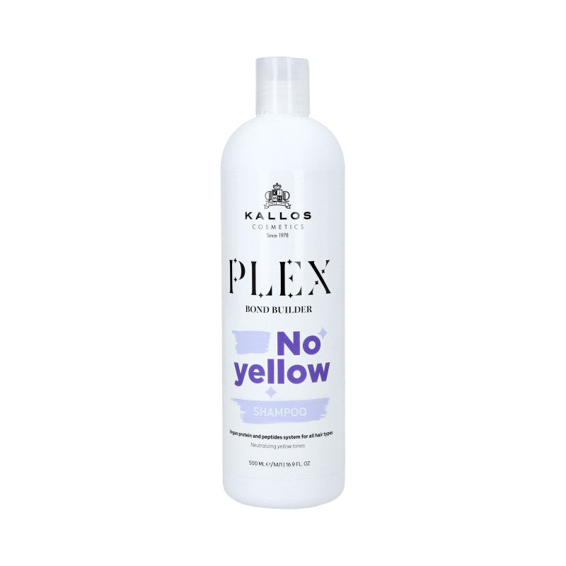 KALLOS PLEX NO YELLOW Shampoo viola per capelli biondi con complesso di proteine vegetali e peptidi 500ml