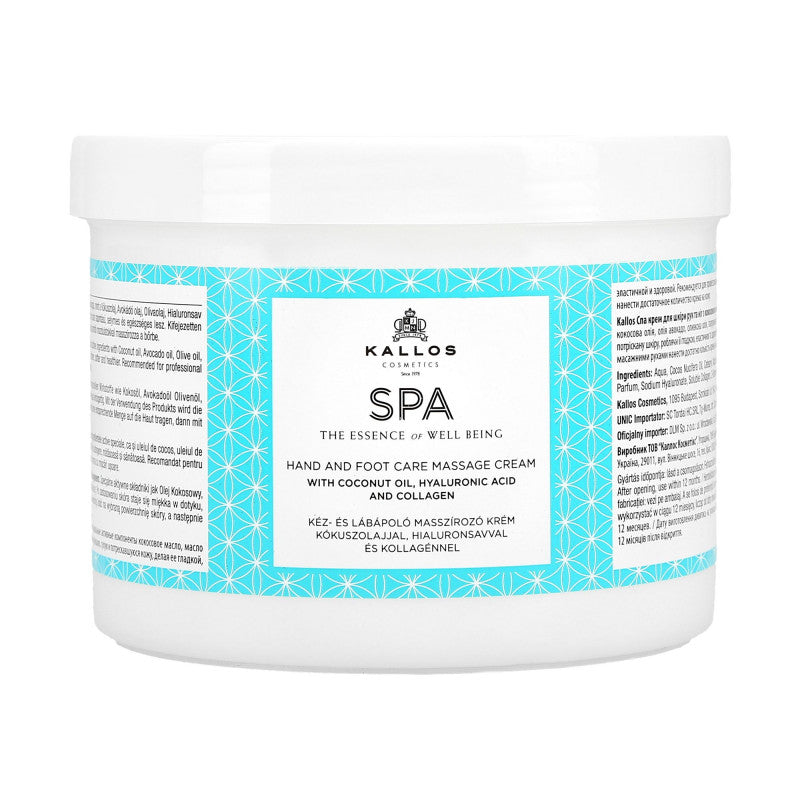 KALLOS SPA MASSAGE CREAM COCONUT Crema per massaggi all’olio di cocco 500ml 
