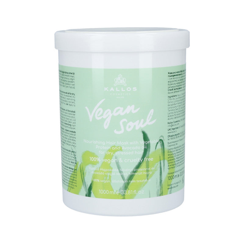 KALLOS VEGAN SOUL Maschera idratante per capelli secchi 1000ml
