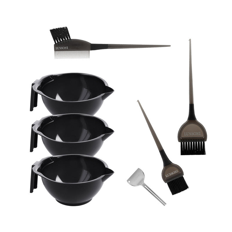 LUSSONI 7 Pezzi Kit Colorazione Capelli: Ciotola, Pennelli Tinta, Spremi Tubi