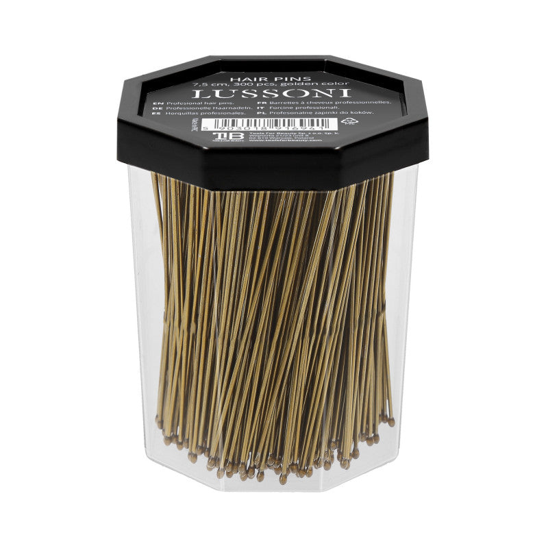 LUSSONI Fermacapelli Forcine a U Dritte, 7,5cm, Oro, 300 Pezzi
