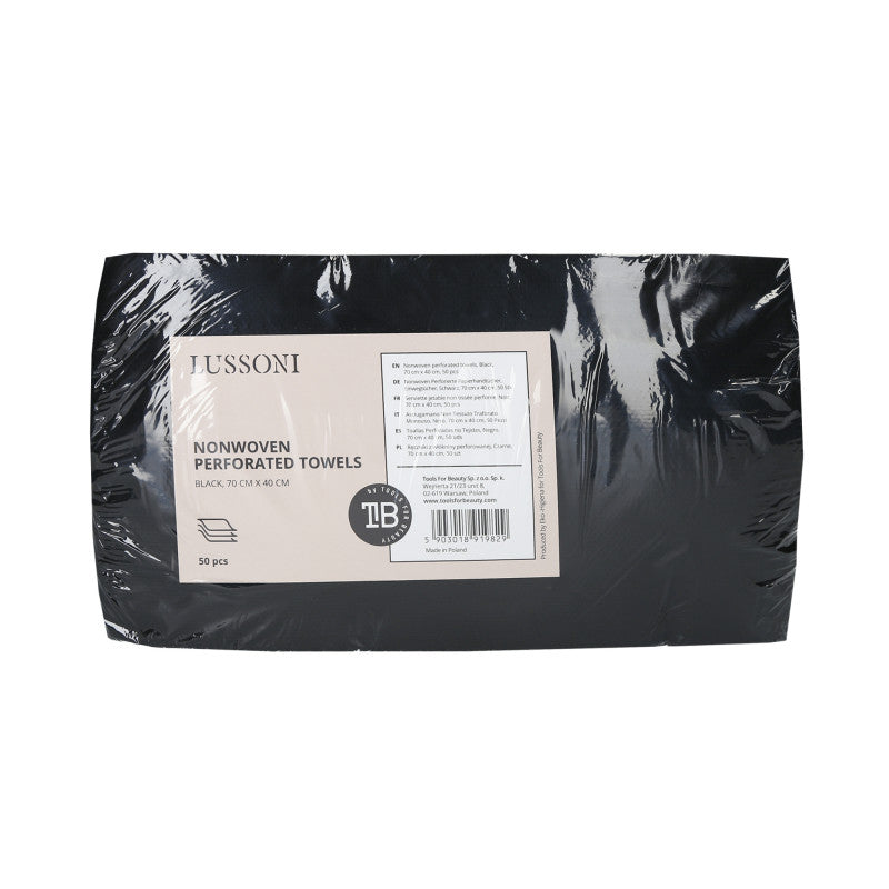 LUSSONI Asciugamano Non Tessuto Traforato Monouso, Nero, 70 cm x 40 cm, 50 Pezzi
