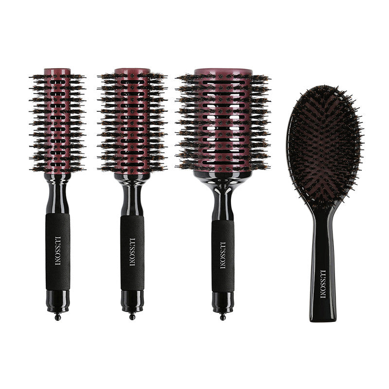 LUSSONI NATURAL STYLE Set di 3 spazzole styling + 1 spazzola ovale in legno