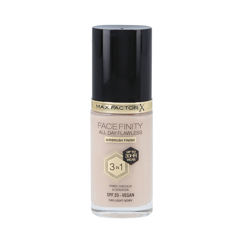 MAX FACTOR FACEFINITY ALL DAY FLAWLESS 3in1 30H Fondotinta SPF20 C40 LIGHT IVORY 30ml