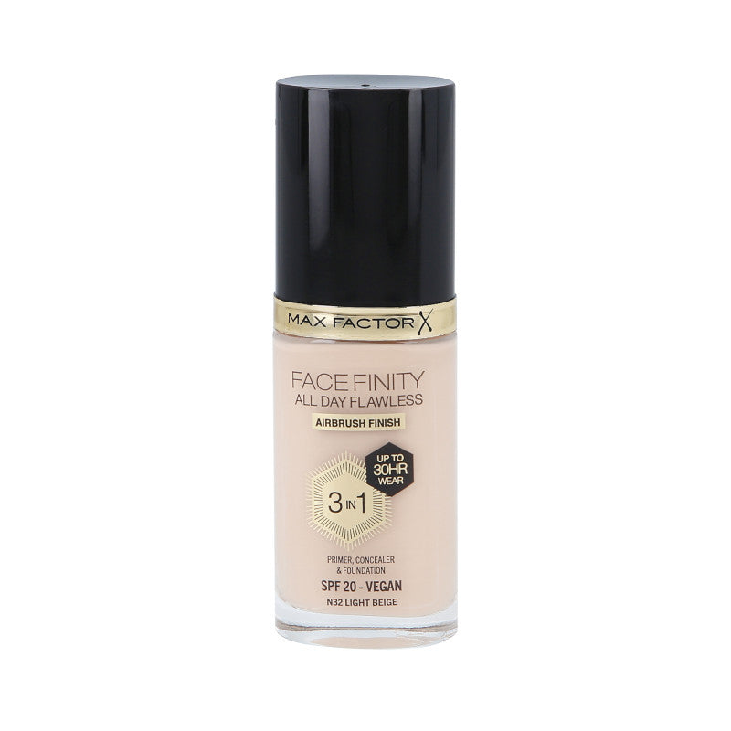MAX FACTOR FACEFINITY ALL DAY FLAWLESS 3in1 30H Fondotinta SPF20 N32 LIGHT BEIGE 30ml