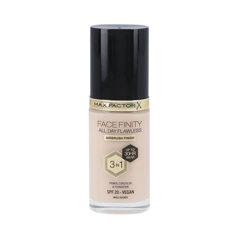 MAX FACTOR FACEFINITY ALL DAY FLAWLESS 3in1 30H Fondotinta SPF20 N42 IVORY 30ml