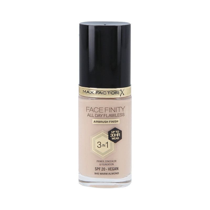MAX FACTOR FACEFINITY ALL DAY FLAWLESS 3in1 30H Fondotinta SPF20 N45 WARM ALMOND 30ml