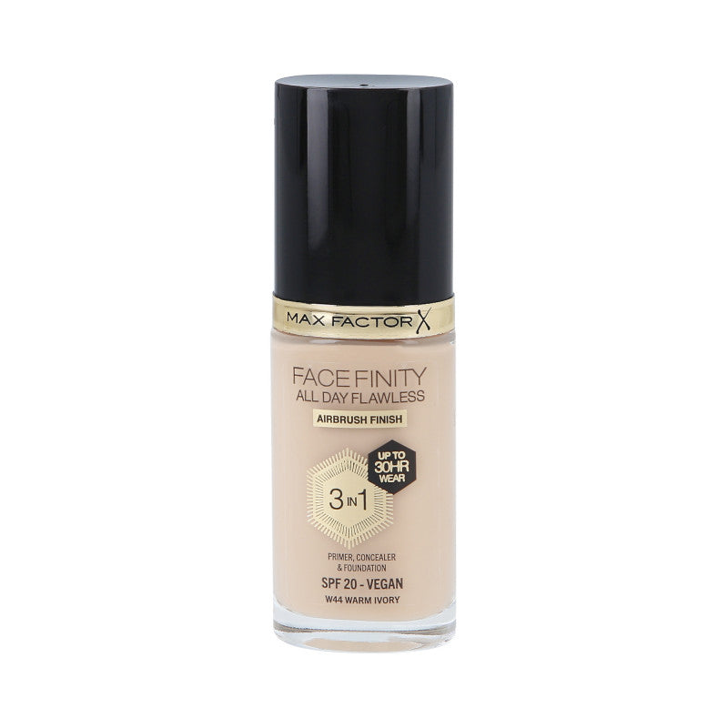 MAX FACTOR FACEFINITY ALL DAY FLAWLESS 3in1 30H Fondotinta SPF20 W44 WARM IVORY 30ml