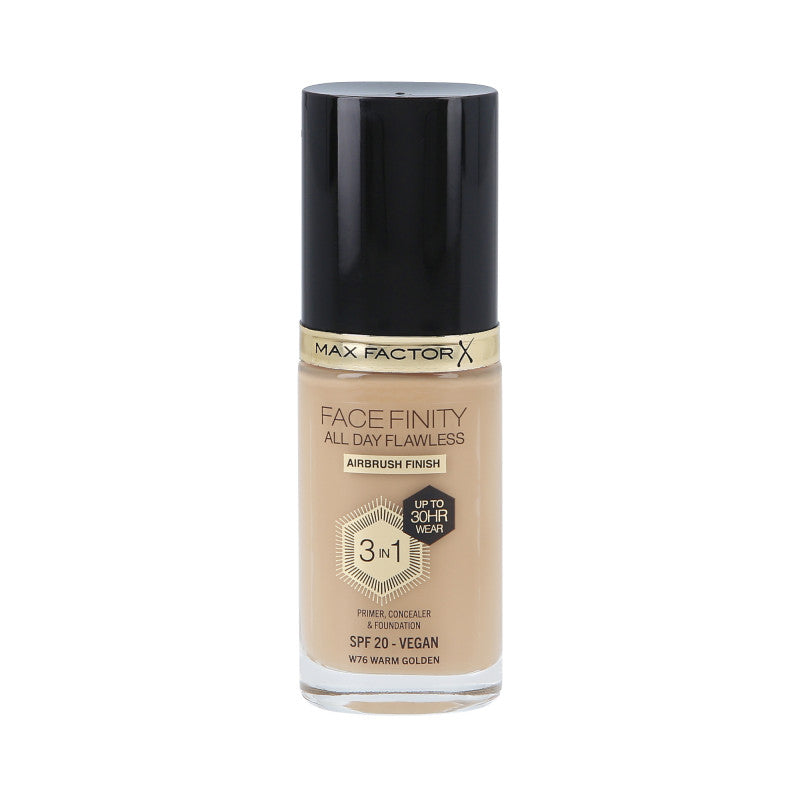 MAX FACTOR FACEFINITY ALL DAY FLAWLESS 3in1 30H Fondotinta SPF20 W76 WARM GOLDEN 30ml