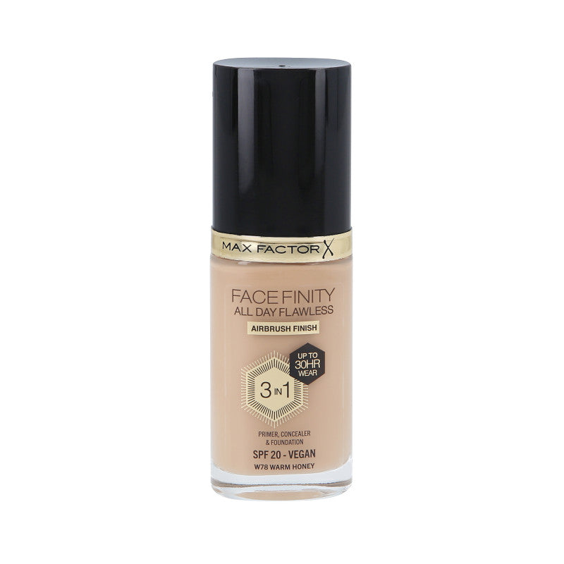 MAX FACTOR FACEFINITY ALL DAY FLAWLESS 3in1 30H Fondotinta SPF20 W78 WARM HONEY 30ml
