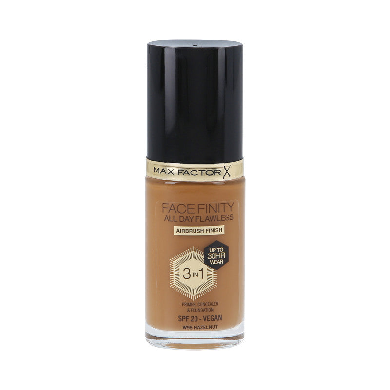 MAX FACTOR FACEFINITY ALL DAY FLAWLESS 3in1 30H Fondotinta SPF20 W95 HAZELNUT 30ml