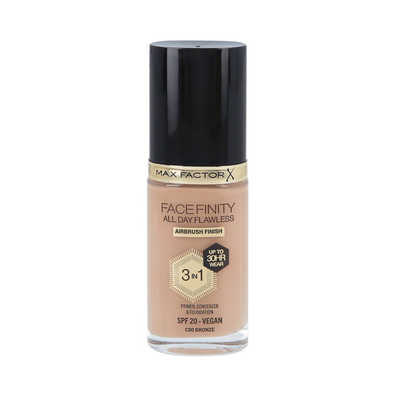 MAX FACTOR FACEFINITY ALL DAY FLAWLESS 3in1 30H Fondotinta SPF20 C80 BRONZO 30ml