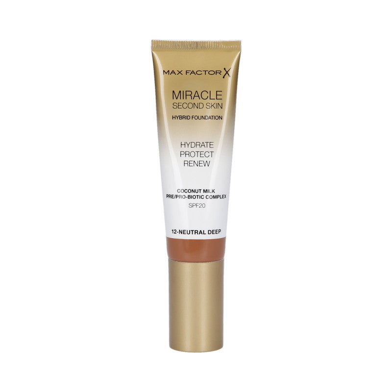 MAX FACTOR MIRACLE Second Skin Fondotinta viso idratante FPS20 012 Natural Deep 30ml