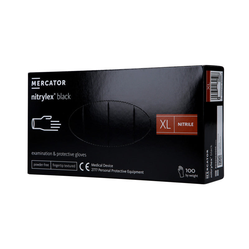 MERCATOR MEDICAL NITRYLEX Guanti in nitrile, monouso, neri, 100 pz. taglia XL
