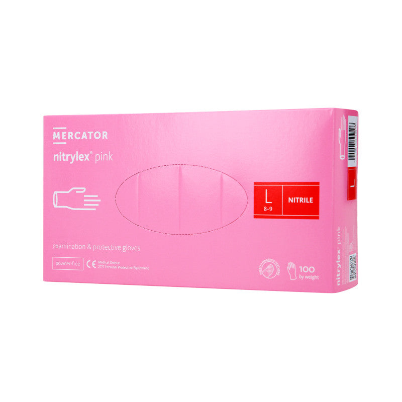 MERCATOR MEDICAL NITRYLEX Guanti in nitrile, monouso, rosa, 100 pz. taglia L