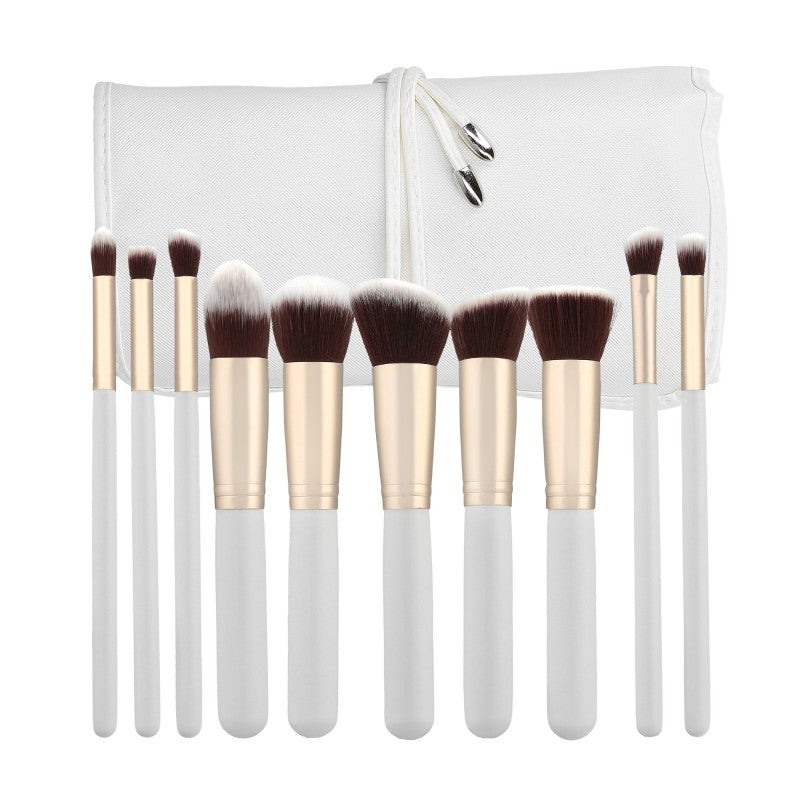 MIMO Set Pennelli Makeup Viso 10 Pezzi, Bianco