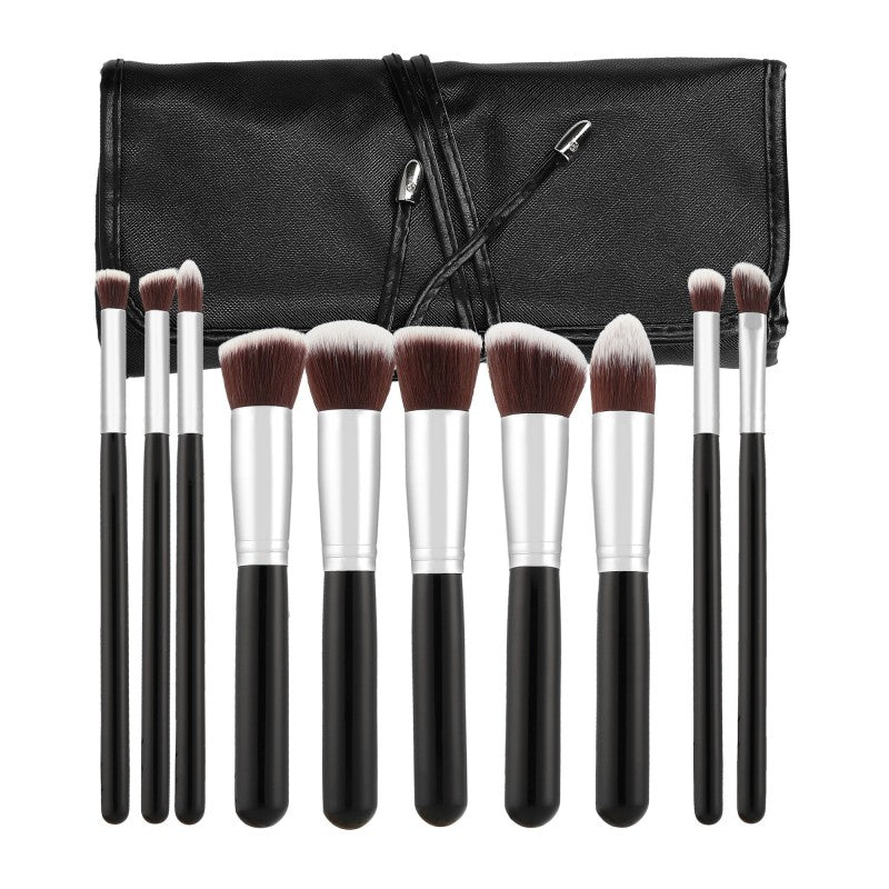 MIMO Set Pennelli Makeup Viso 10 Pezzi, Nero