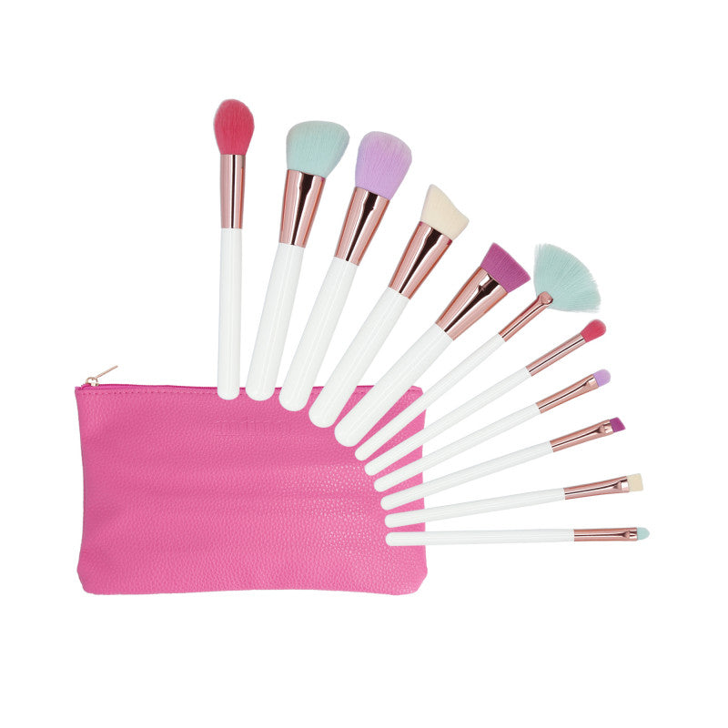 MIMO set di 11 pennelli per trucco con custodia, Multicolore