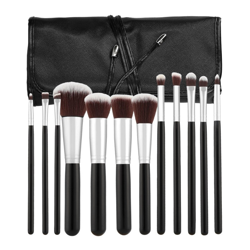 MIMO Set Pennelli Makeup Viso 12 Pezzi, Nero