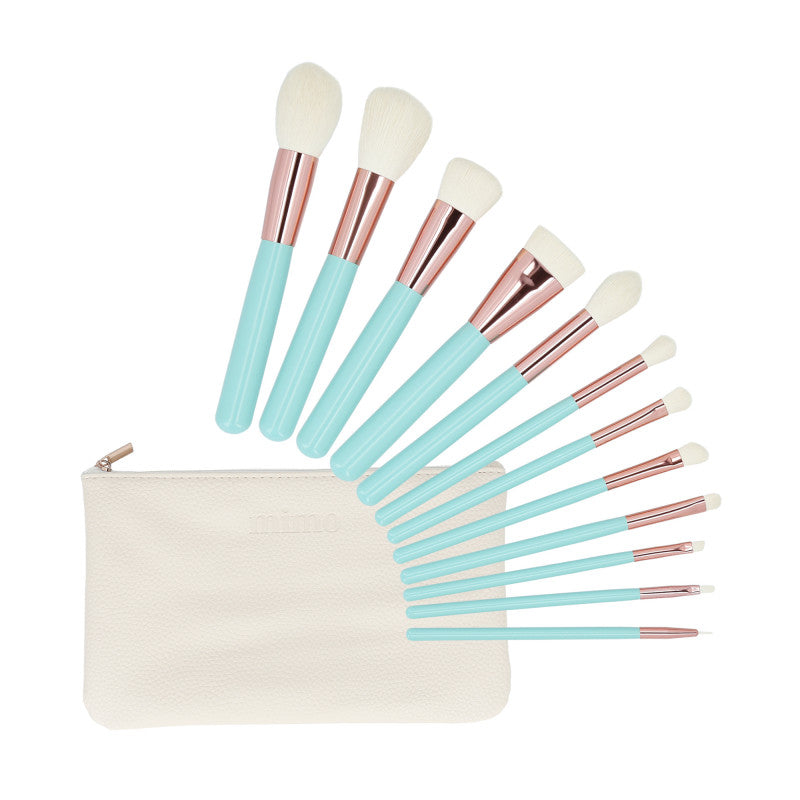 MIMO set di 12 pennelli per trucco con custodia, Turchese