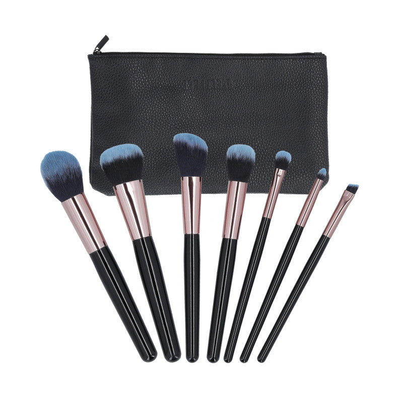 MIMO set di 7 pennelli per trucco pezzi con custodia, Nero