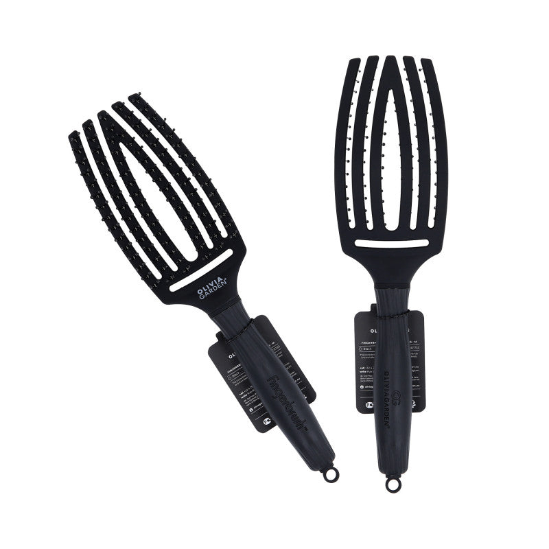 OLIVIA GARDEN FINGER BRUSH DOPPIA SETOLE Spazzola per capelli Nera