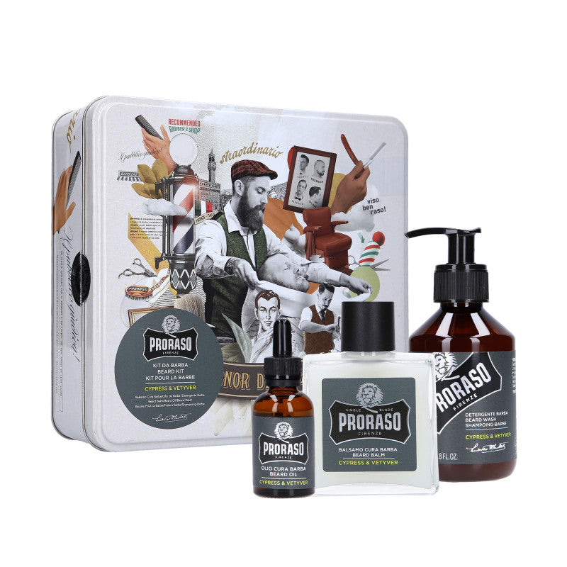 PRORASO Cypres & Vetyver Kit per la cura della barba