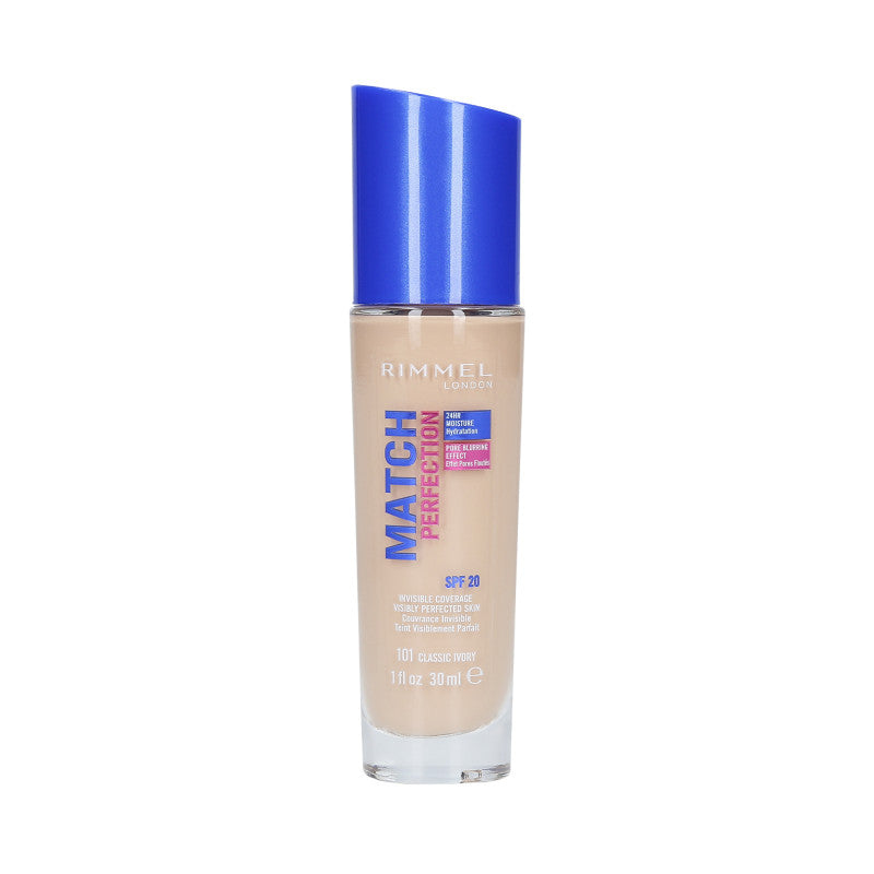 RIMMEL MATCH PERFECTION Fondotinta coprente SPF20 101 Classic Ivory 30ml