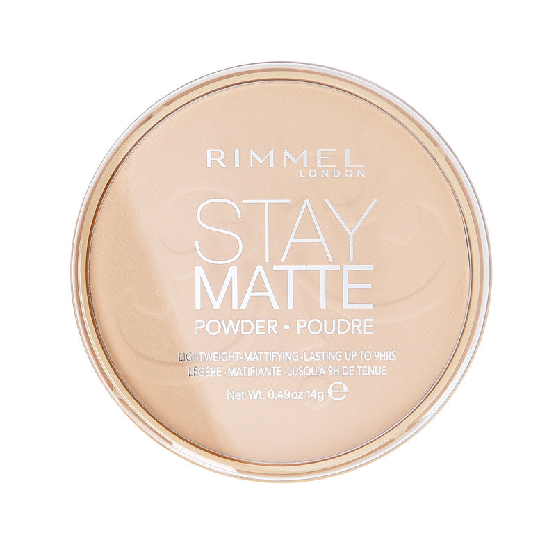 RIMMEL STAY MATTE LONG LASTING Cipria compatta opacizzante 001 Trasparente 14 g