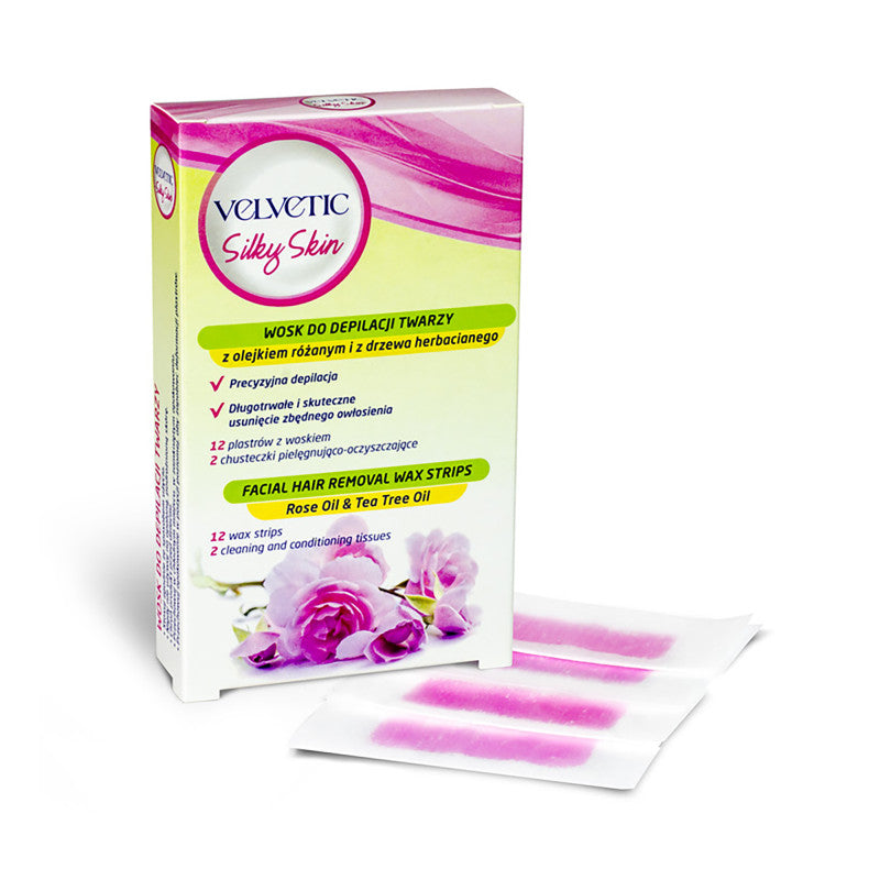 VELVETIC SILKY SKIN Cera depilatoria viso all'olio di rosa 12 pezzi